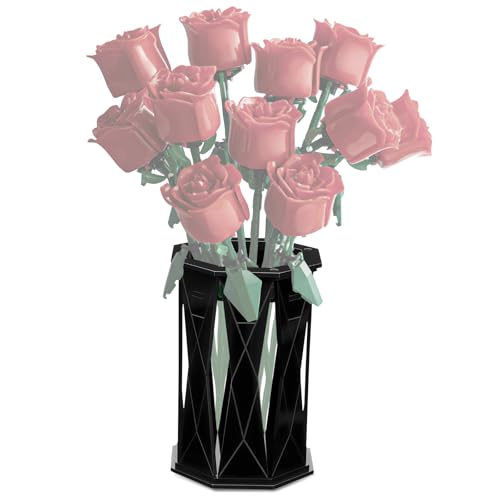 Vase for Lego Flowers - Acrylic Vase for Lego Roses Cherry Blossom Sunflower Tulips Daffodils Lotus Home Decoration for Women Adults(Black)
