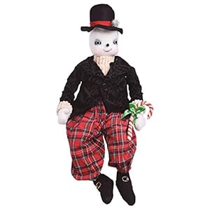 Gallerie II Byron Snowman With Candy Cane Joe Spencer Gathered Traditions Christmas Holiday Xmas Hand Painted Soft Figure Figurine Shelf Sitter Cute Whimsical Decor Decoration Black