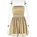 AIBEARTY Women's Sexy Glitter Off Shoulder Mini Dress Shiny Strapless Pleated A Line Dress for Party Club Khaki
