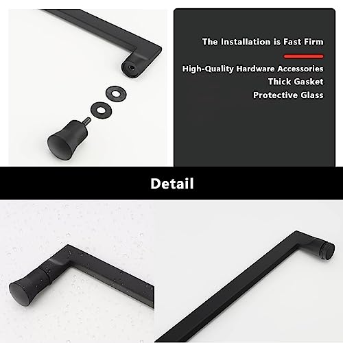 Poignée de porte de douche en acier inoxydable durable noir 4