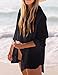 Bsubseach Long Sleeve Beach Shirt Blouses Women Turn Down Collar Bikini Bathing Suit Cover Ups Swimwear Black