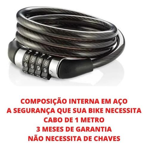 Tranca Trava Cadeado Corrente Segredo Bike Moto Portão Aço