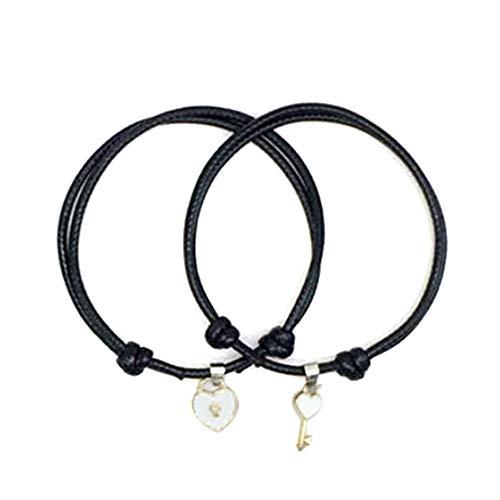 Fattigger Pulsera para Mujer, Pulsera de Moda y 1 Pieza de Moda con candado de Llave y corazón para Parejas, Pulsera, Pulsera de Cadena, joyería, Navidad, 5  10 días de Llegada