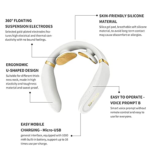 SKG K6 Neck Massager with Heat, Electric Neck Massage Cordless, 4 Modes 15 Levels Smart Deep Tissue Trigger Point… – תמונה 6