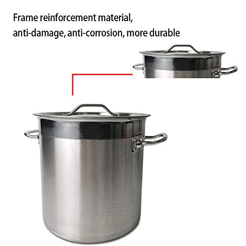 Stainless Steel Stock Pot with Fitted Cover,Tri-Ply Stainless Steel Composite Bottom, Silver (25-50L) (50Litre with Lid) 2 Gallery Image