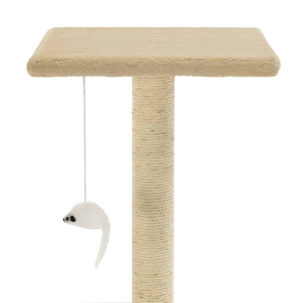 Rascador para gatos con tronco rascador de sisal, 95 cm, color beige | Zona de juegos para gatos de varios pisos con cueva, plataformas de observación y cuerda de sisal.