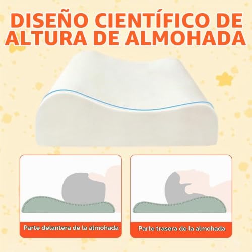 Miniatura 6 de Wxeadu Almohada Infantil, 45 X 27 Cm Almohada Para Niños, Almohada Niño Con Funda, Con Memoria, Transpirable Y Suave, Almohadas Ergonómica Para Niños De 3 A 12 Trae Dulces Sueños Zorro