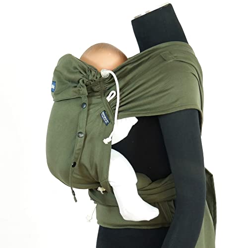 Didymos DidyKlick 4u Babytrage - Halfbuckle Tragehilfe Olive - für Babys und Kleinkinder von 3,5kg bis 20kg - ergonomische Sitzhaltung - Bauchtrage - Hüfttrage - Rückentrage