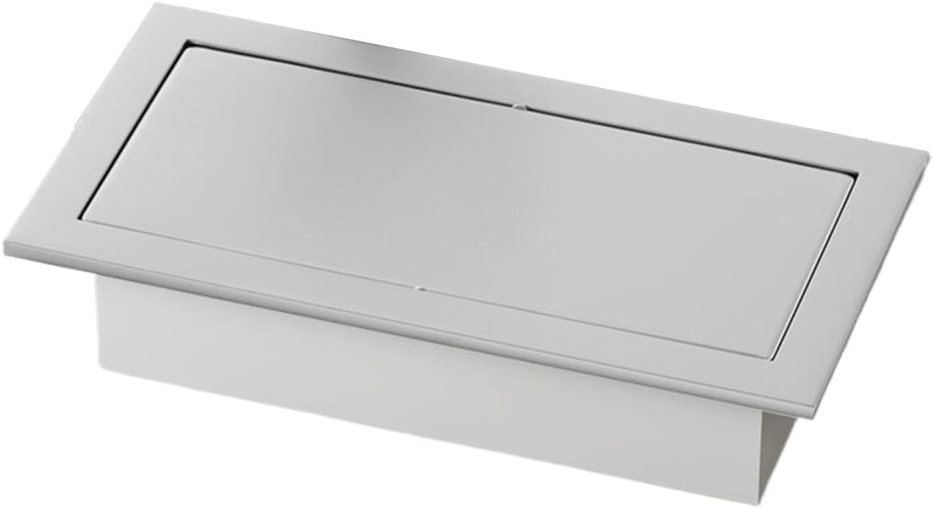 Embedded Trash Can Lid,Countertop Drop-in Garbage Chute Swing Lid, Square Built-in Stainless Steel Trash Bin Balance Flap Cover for Restaurant Office Home Hotel,White b