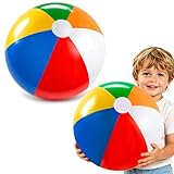 YANLIFY 2 Pack Beach Balls Bulk, 20' Rainbow Color Pool Toys for Swimming Pool, Summer Parties Water Games Large Inflatable Beach Toys for Luau Birthday Party Supplies Decorations Favors Gifts