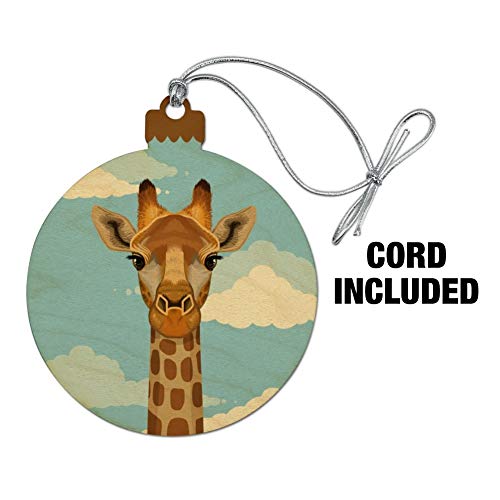 Cute Giraffe And Sky Zoo Animal Safari Wood Christmas Tree Holiday Ornament #TOP1
