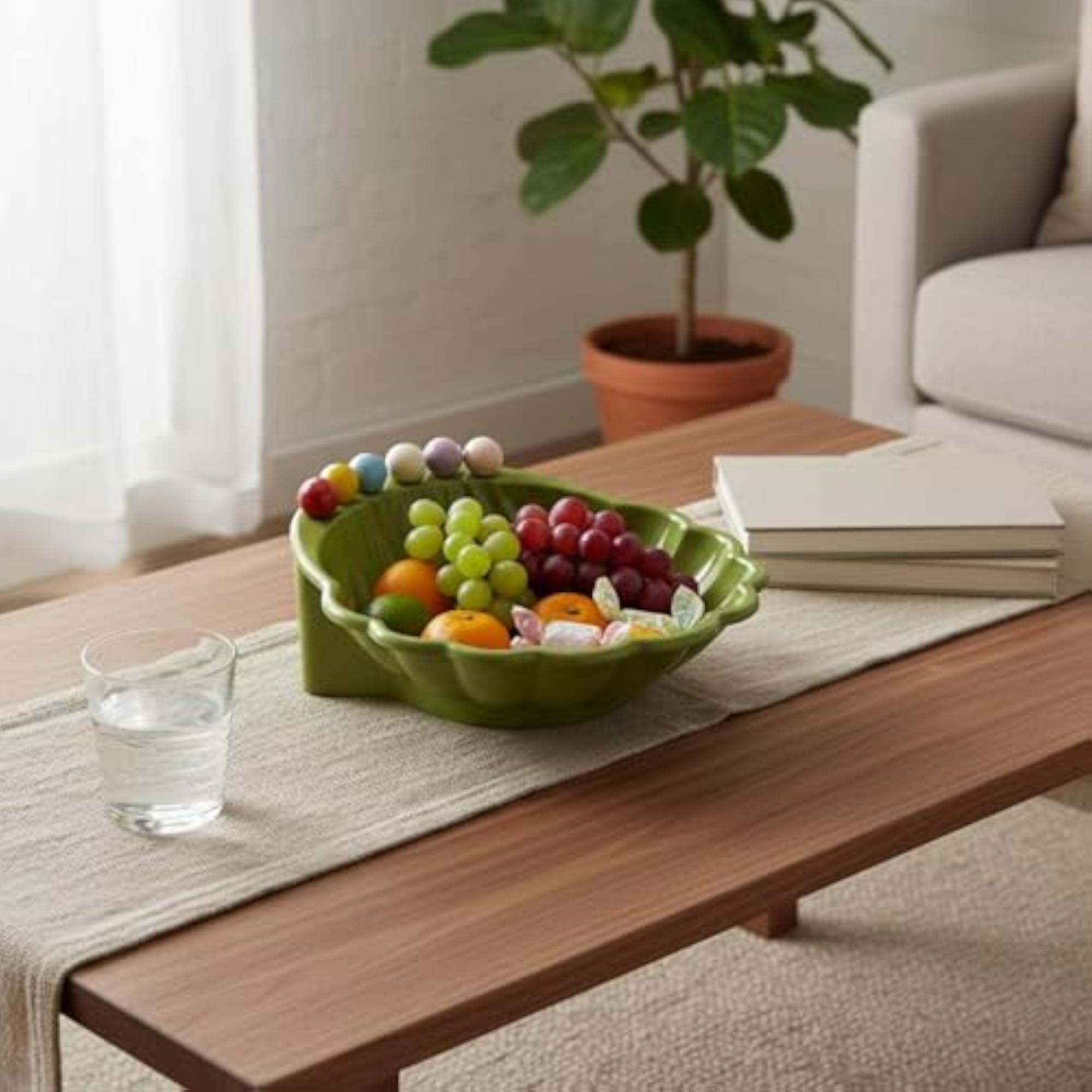 Light Luxury Square Fruit Plate Serving Tray, Cream