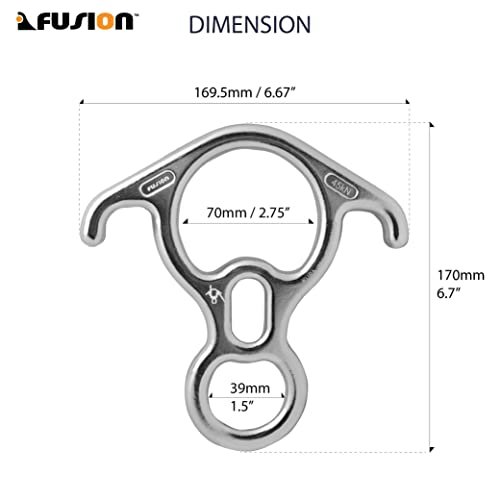 Fusion Climb Aluminum Terminal 8 Descender Black, Large Bent Ear Belaying And Rappelling Gear Belay Device, Perfect For Climbing, Ziplining And Rescue(Fp-8145) #TOP1