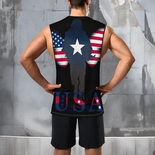 Image of Zhyaj Summer Tanks Top for Men Flag Graphic Print Sleeveless Shirts Casual Working Out Vest T-Shirts Loose-Fit Men's Tank