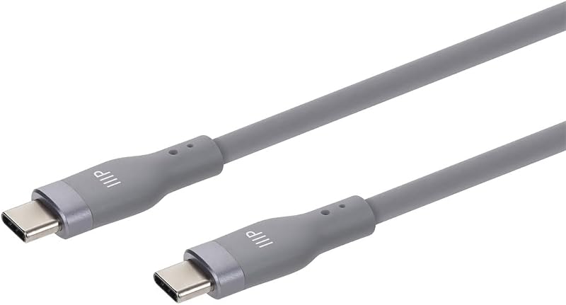 USB 2.0 USB-C to USB-C Silicone Cable 6ft Gray
