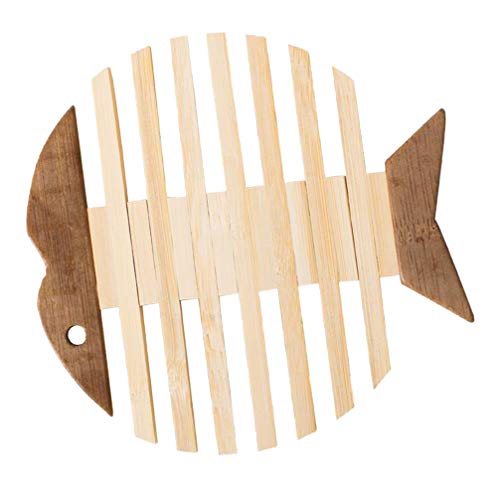 DOITOOL Wooden Pot Trivet Creative Wood Fish Style Hot Pot Trivet Placemat Heat Insulating Pan Pad Table Mat Dish Pad Coaster for Table Pot Cups Kitchen Restaurant