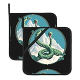 YYHWHJDE The giant snake guarding the mountain Pattern Square Insulated Pot Mat 2-piece Set for Heat Insulation During Lid Removal, Microwave, Oven, and Outdoor Grilling Use