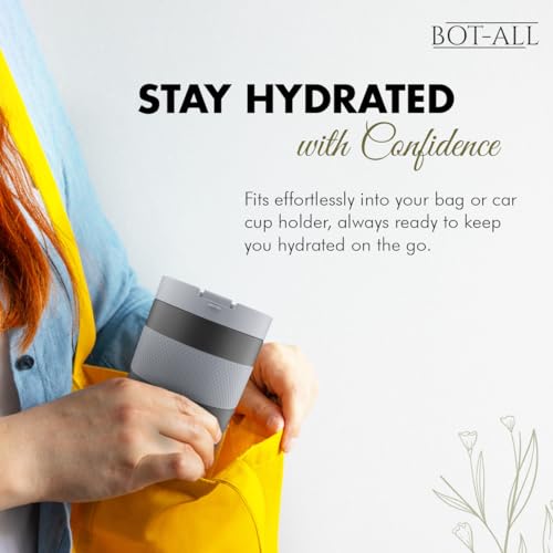 Image of BOT-All Grip Cup Made with Double Wall 304 Stainless Steel, Premium Cup with Silicone Grip, Powder Coating Finish, Keeps Drinks Hot /Cold for 8 /10 Hours, Car Cup Holder Friendly (Black - 250ml)