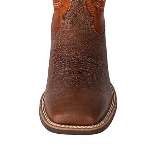 Image of Palitutu Men's Western Cowboy Boots, Fashionable Embroidered Full Grain Leather, Square Toe Pull-On, 4-Layer Composite Sole, Slip-Resistant Work & Riding Boots
