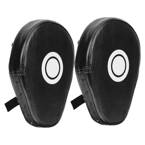 Hemoton 2Pcs Martial Arts Strike Hand Pads for Boxing Kickboxing Sparring Curved Boxing Gear with Finger Slots Impact Absorption PU Cover