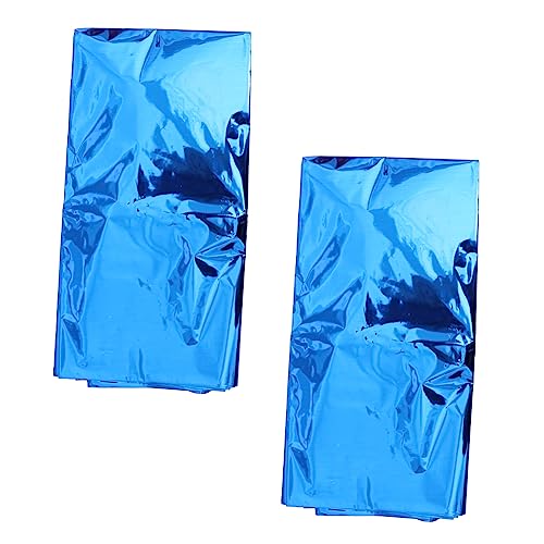 BEBEMOKO Pack Blue Aluminum Film Tablecloths Stain-Resistant Disposable Party Table Covers for Catering