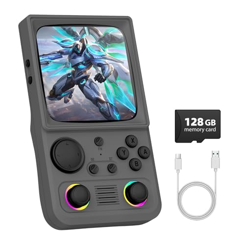 Image of R36TMAX Retro Handheld Game Console, Retro Gaming Console with 4.0 Inch 720x720 IPS Screen, Portable Handheld Linux System, 4000mAh Battery (Light Gray-128GB)
