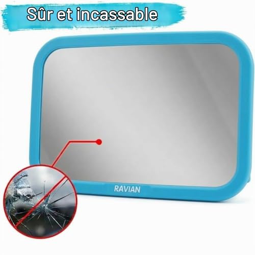 Miroir de voiture pour siège arrière - Le plus sûr des essentiels pour nouveau-né avec vue arrière, incassable, réglable pour voir dos à la route pour nourrissons, enfants et animaux de compagnie – vue 3