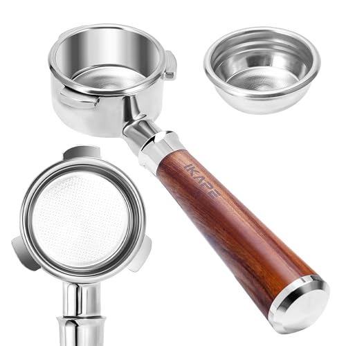 IKAPE Coffee Products, 54mm Bottomless Naked Portafilter Compatible with 54mm Breville Barista Series BES870/878/880 Machine & Solis Barista Machines (Included 16g Capacity Filter Basket)