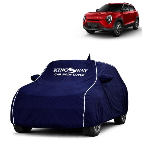 Image of KINGSWAY Super Waterproof Car Cover Only with Mahindra XUV 3XO EV (Year 2026 Onwards - All Model) | Mirror and Antenna Pockets | All Weather Car Body Cover with Silver Piping | Blue