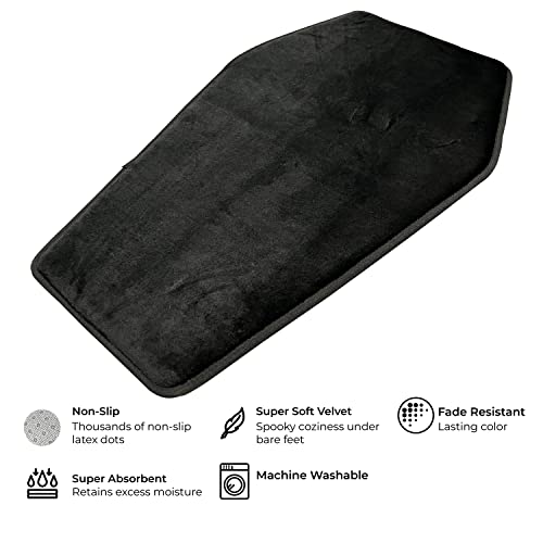 Nomnu Coffin Rug Foam Bath Mat Black - 32"X20" Inch Halloween Rug - Gothic Home Decor For Bathroom Front Door Kitchen Bedroom - Spooky Door Mat Goth Bathroom Decorations Gifts - Horror Gothic Rugs #TOP3
