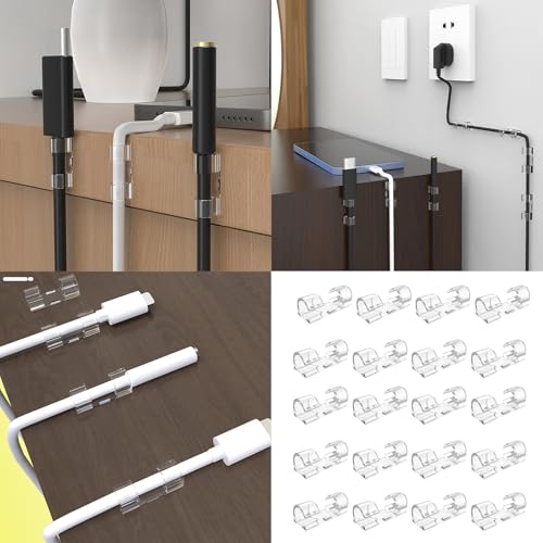 Clip Transparente para Cable con Doble Gancho y Organizador para Gestión y Organización Segura de Cables miniatura 2