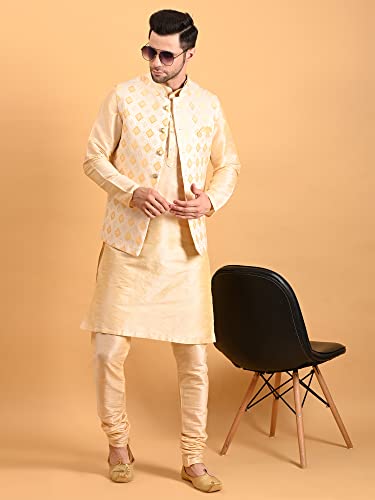 Image of Uri and MacKenzie Men's Silk Blend Kurta Pajama with Designer Ethnic Nehru Jacket /Modi Jacket
