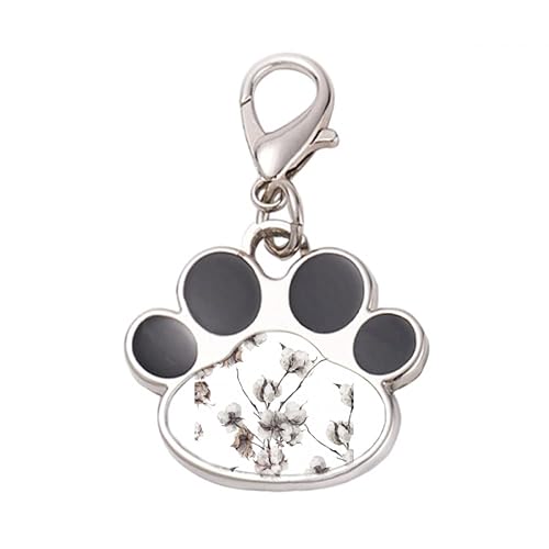DIYthinker?White Flowers Drawing Art Pet Tag Keychain Dog Cat ID