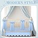Hahafelt Blue Scalloped Crib Bed Skirt with 6 Large Bow, 28