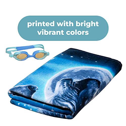Dawhud Direct Howling Moon Wolf Beach Towel For Men, Boys, Girls, Kids, Women Tiger Bath Towel Print 30" X 60" Pool Towel Super Soft Plush Cotton Towel For Animal Lovers Beach Towels #TOP4