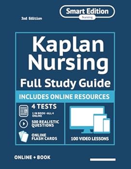 Paperback KNAT Full Study Guide: Smart Edition Academy Kaplan Nursing Entrance Exam Study Manual with 4 Full Length Practice Tests + 500 Realistic Questions + ... + Online videos + Online Flashcards Book