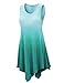 LL WT1053 Womens Round Neck Ombre Sleeveless Tunic Tank Top XL TEAL