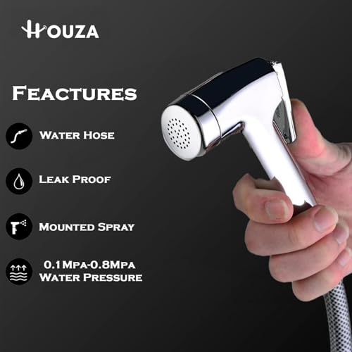 Image of HOUZA Jaguar ABS Health Faucet Without Hose Pipe and Wall Hook | Jet Spray for Toilet | Jet Spray Gun | Health Faucet Gun Only (Chrome Finish)