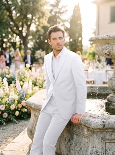 Image of Mens 2 Piece Suit Slim 2 Button Prom Suit Jacket Pants Tuxedo Set