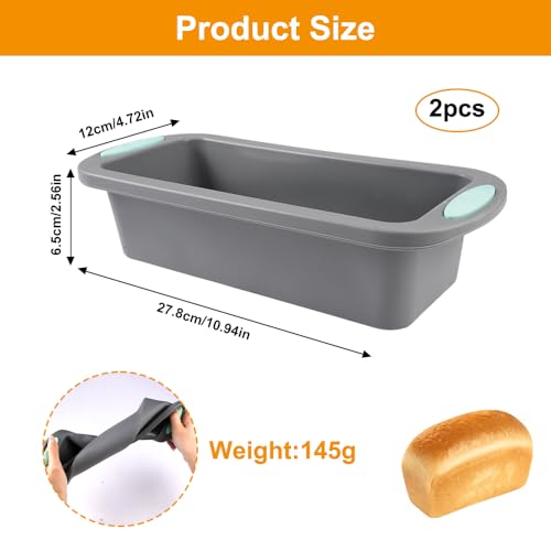 Miniatura 2 de 2 Piezas Moldes De Silicona Para Hornear Pan,Molde De Silicona Rectangular Reposteria,Molde Bizcocho Antiadherente Para Pasteles Y Pan Tostado,Apto Para Lavavajillas,Sin Bpa,27.8 X 12 X 6.5 Cm