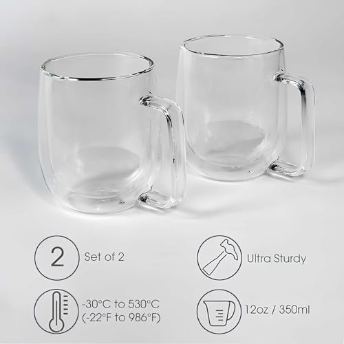 ARVALE Çift Cidarlı Borosilikat Bardak | Isı Yalıtımlı Kahve Çay Bardağı (2, Helsinki 250 ml) - Görsel 3