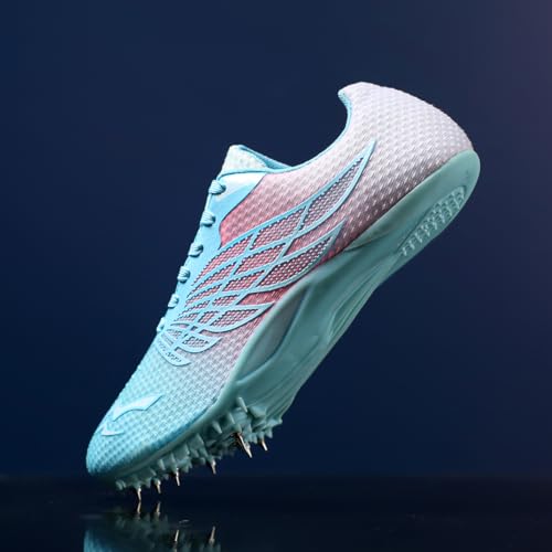 WESHIRUN Track and Field Shoes for Men Women 8 Spikes Boys and Girls Kids Running Racing Shoes Pink