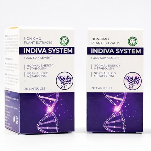 Indiva System Nahrungsergänzungsmittel zur Fettverbrennung, leistungsstark, Appetitkontrolle, für Damen und Herren, mit Spirulina und Koffein. 30 Kapseln. (2)