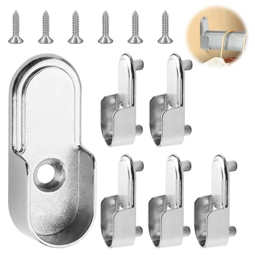 6 Stücke Kleiderstangenhalter, Robuste Halterungen für Garderobenstangen, Einfach Montage, Kleiderstange Halterung Schrankrohrlager Rundrohr Halterung Stangenhalter Kleiderstangenhalterung Silber