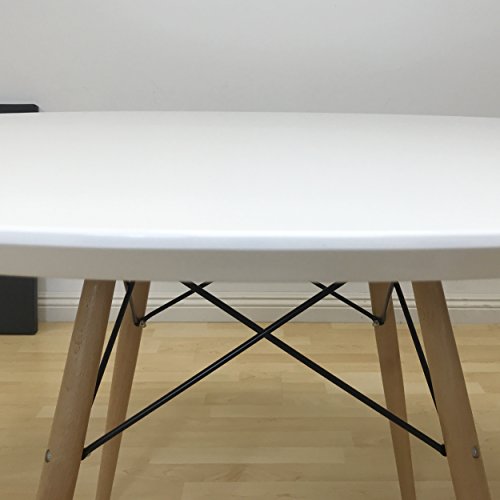 Modmade Mid Century Modern Paris Tower Round Dining Wood Leg And Top Table, 47", White/Natural #TOP5