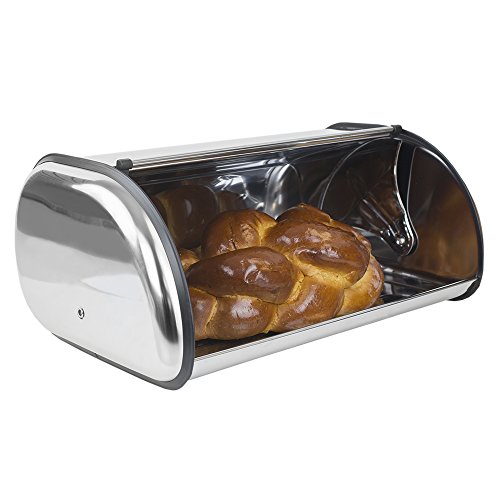 Home Basics Stainless Steel Bread Box, Kitchen Storage And Organization, Stores Brownies, Cookies, Loaves Of Bread, Silver #TOP19