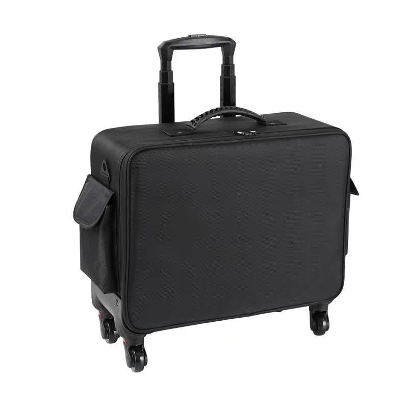 Image of Adson Multifunctional Professional Beauty Makeup Artist Rolling Cosmetic Aluminium Vanity Trolley Beauty Train case Makeup Cosmetic Trolley Hairstylist Travel Organizer (Metallic Jet Black)