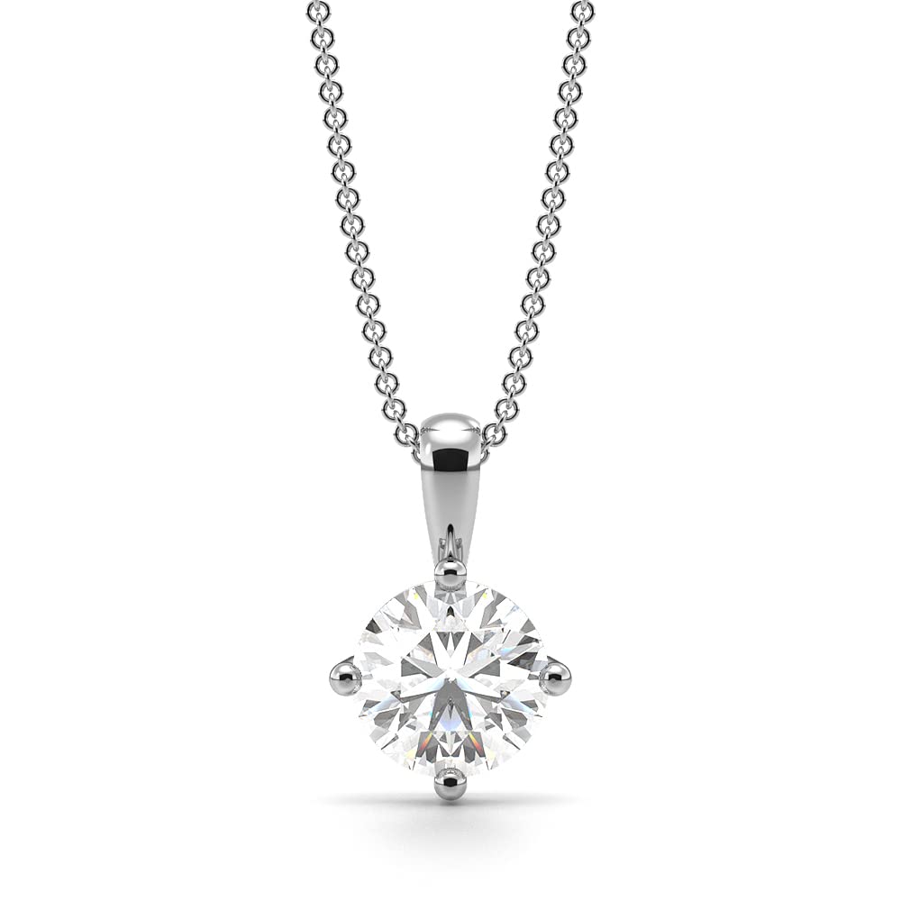 TabolikCertified Solitaire Prong Set Lab Grown Diamond (Color-FG, Clarity-VS) Pendant In 18K Gold & Platinum (White Gold, Yellow Gold, Rose Gold, Platinum)|Ladies Lab Created Diamond Necklace