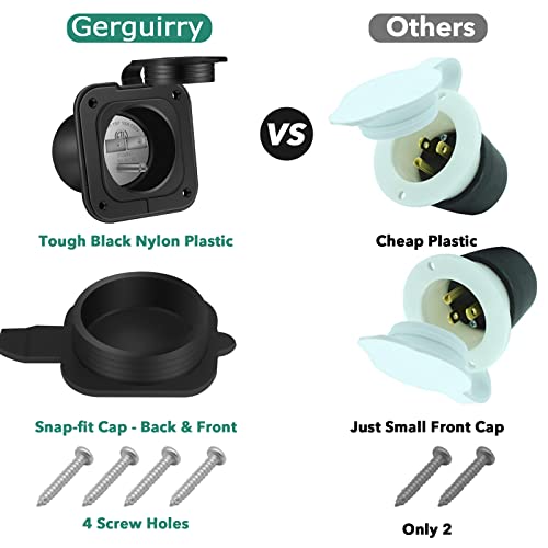 Gerguirry Shore Power Inlet, 15 Amp 125V Ac Flanged Inlet Nema 5-15P Male Receptacle Rv Power Inlet Port Plug Outlet Waterproof Cover 2 Pole 3-Wire Etl Listed No Cord #TOP5