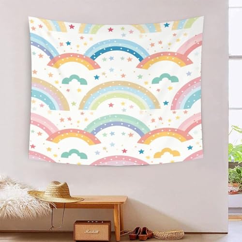 Tapisserie murale arc-en-ciel 3D tissu deco pour masquer un mur abime sans peindre